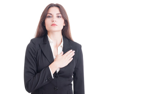 Young Female Politician Or Lawyer Making An Oath