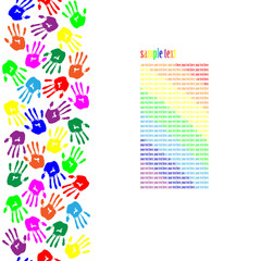 colorful hand prints with empty space