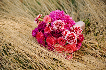 Wedding bouquet on the grass