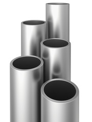 Steel Pipes on a white background. 