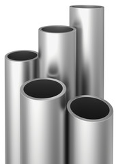 Steel Pipes on a white background. 