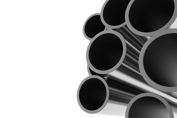 Steel Pipes on a white background. 