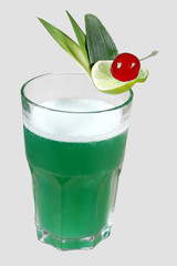 ice cold drink with cherry and lemon