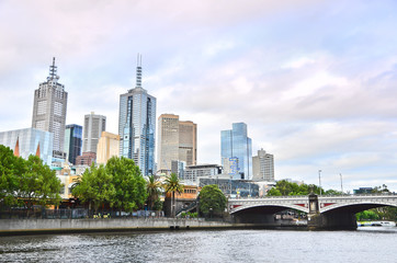 View of Melbourne skyline at twilight