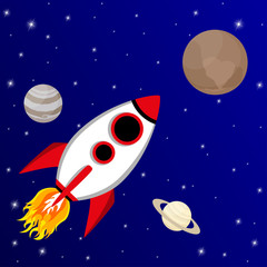 Fototapeta premium Cartoon rocket flying to Pluto 