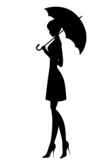 Silhouette of beautiful girl with umbrella
