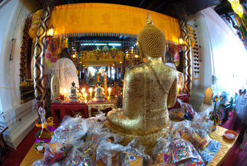 Golden Buddha in Wat Phanan Choeng,Ayutthaya,Thailand.