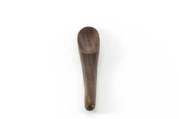 Wooden ladle on white background