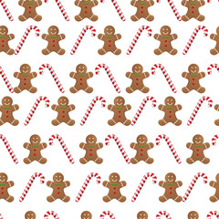 Seamless pattern - All over background - Gingerbread cookie man - Sugar man 