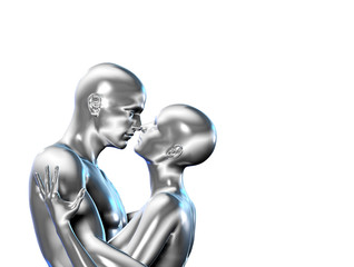 Rendered illustration of couple in love