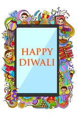 Happy Diwali doodle drawing for mobile application