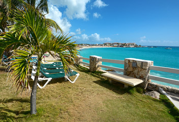 Tropical background, Sint Maarten island, caribbean sea