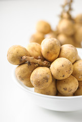 Longkong (Lansium parasiticum),tropical fruit on white background