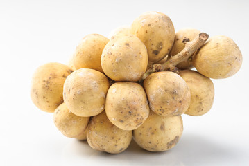 Longkong (Lansium parasiticum),tropical fruit on white background