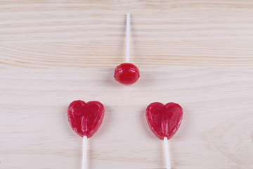 Ball lollipop with heart-shaped