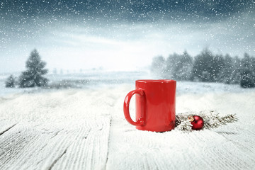 red mug of xmas time 