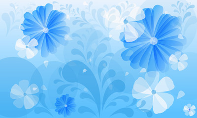 Fototapeta na wymiar blue background with flowers
