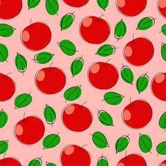 Apples. Seamless background. A primitive style.