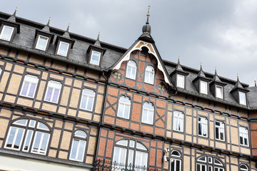 Historische Fachwerkfassade in Wernigerode, Harz