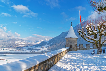 View from the esplanade in front of the castle of Gruyeres © Roman Babakin