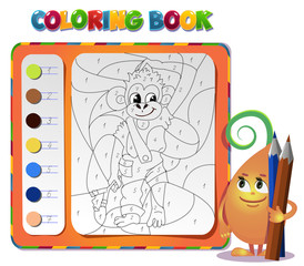 Coloring book about monkey