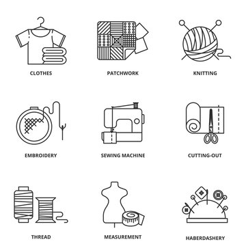Sewing vector icons set