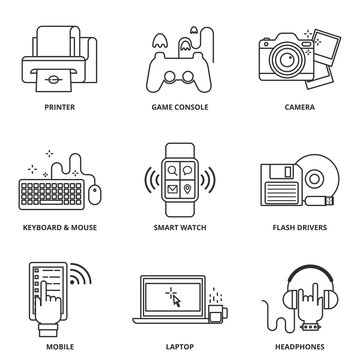 Modern devices vector icons set