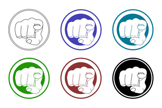 Pointing fingers icons set
