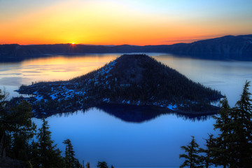 Wizard Island Sunrise, Crater Lake National Park