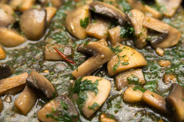 Champignon stew, closeup 