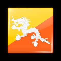 Bhutan Variant First Flag. Glassy Icon Square Shape