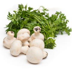 Fresh champignons and parsley 