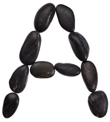 Alphabet from stones. Letter A