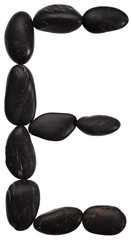 Alphabet from stones. Letter E