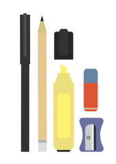 Stationery writing tools set. No outline
