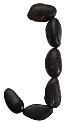 Alphabet from stones. Letter J