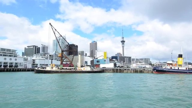 Auckland skyline from New Zealand from Wynyard Wharf.