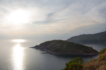 sunset evening at phuket islands thailand, sea viewpoint