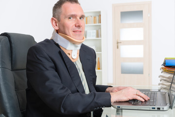 Man in cervical collar
