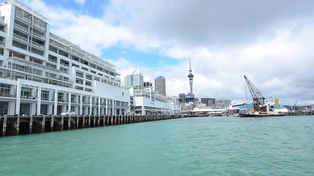 Auckland skyline from New Zealand Princes Wharf Liquor Quay