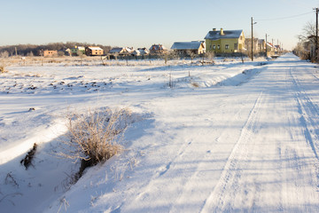 winter landscape of village