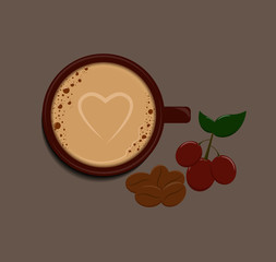 hot coffee cup vector cafe red design