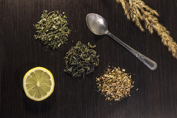 background of a sliced lemon and tea