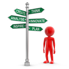 Man and Sign Directions (clipping path included)