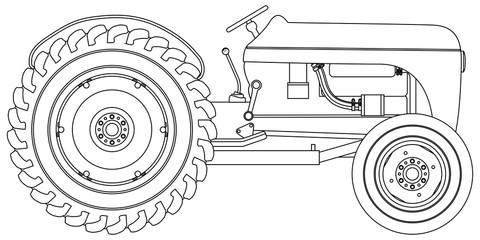 Tractor Outline for Coloring Book