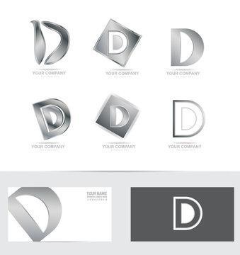 Letter D silver logo icon set