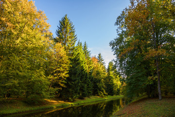  channel in the autumn colorful  park