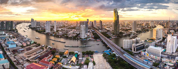 Bangkok panorama at Chaphraya river. Thailand