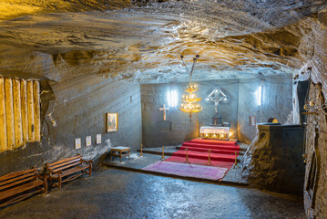 Fototapeta na wymiar Orthodox church inside Cacica salt mine