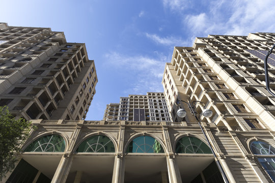 View of the architecture and buildings in Baku, in Azerbaijan.
